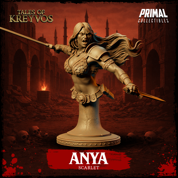 Scarlet Barbarian, Tales of Kreyvos - Unpainted Miniature Bust
