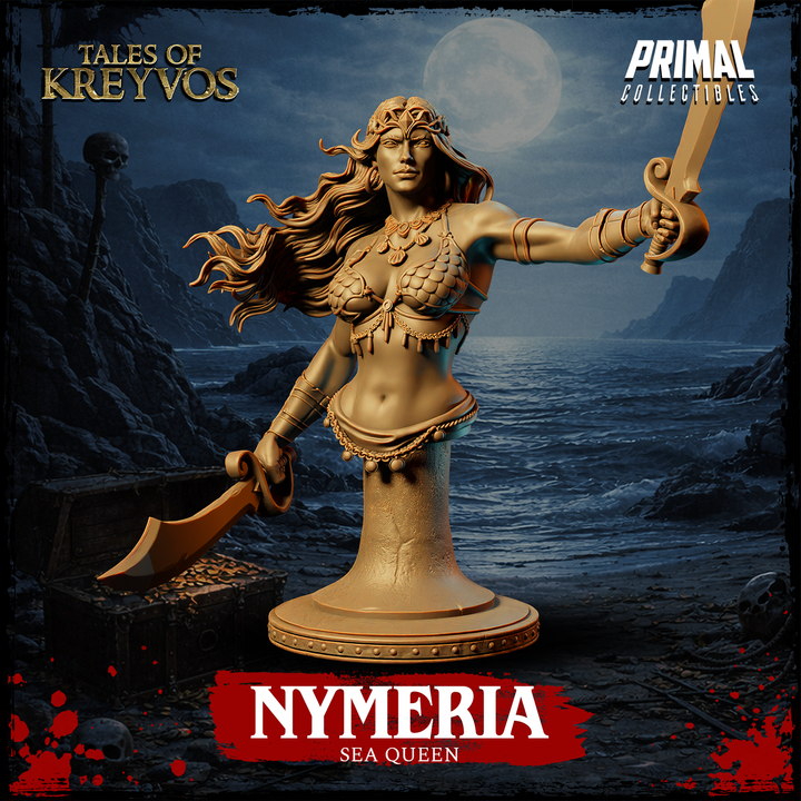 Sea Queen, Nymeria, Tales of Kreyvos - Unpainted Miniature Bust