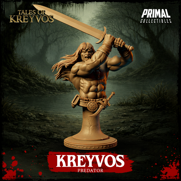 Predator Barbarian, Tales of Kreyvos - Unpainted Miniature Bust