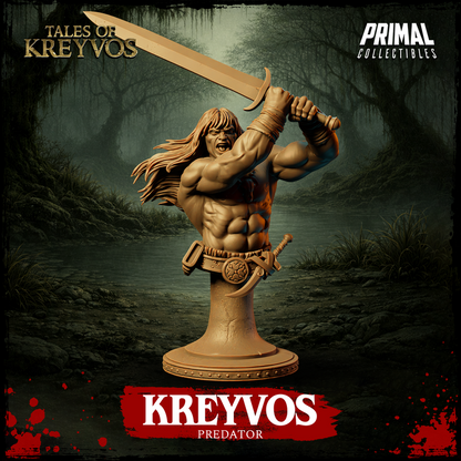 Predator Barbarian, Tales of Kreyvos - Unpainted Miniature Bust