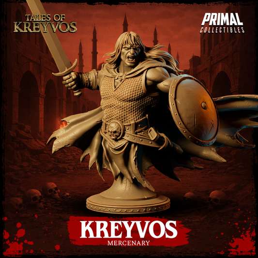 Mercenary Barbarian, Tales of Kreyvos - Unpainted Miniature Bust