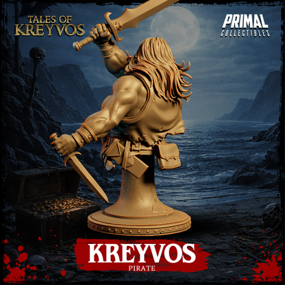 Pirate Barbarian, Tales of Kreyvos - Unpainted Miniature Bust