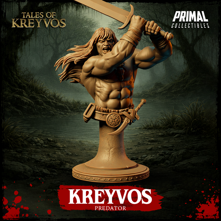 Predator Barbarian, Tales of Kreyvos - Unpainted Miniature Bust