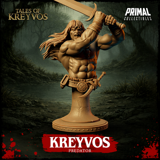 Predator Barbarian, Tales of Kreyvos - Unpainted Miniature Bust