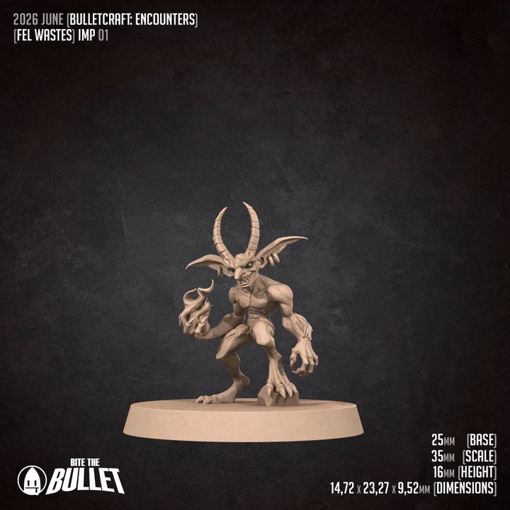 Imps & Hell Hound - Fel Wastes Set - 32mm, 35mm Scale - Unpainted Miniature