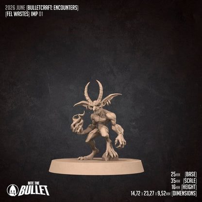 Imps & Hell Hound - Fel Wastes Set - 32mm, 35mm Scale - Unpainted Miniature