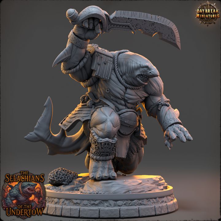 Jharrek Breaktooth, Sharkfolk - The Selachians of the Undertow - Unpainted Miniature