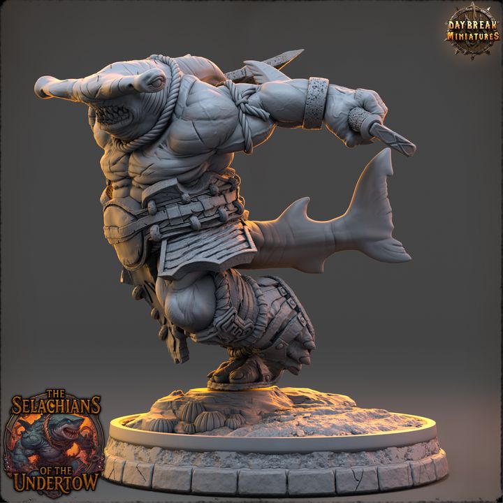 Kosh Velmarn, Sharkfolk - The Selachians of the Undertow - Unpainted Miniature