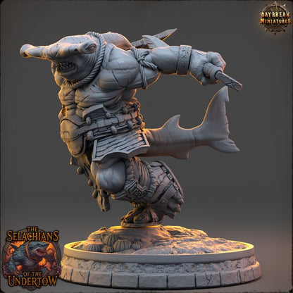 Kosh Velmarn, Sharkfolk - The Selachians of the Undertow - Unpainted Miniature