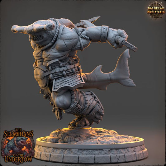 Kosh Velmarn, Sharkfolk - The Selachians of the Undertow - Unpainted Miniature