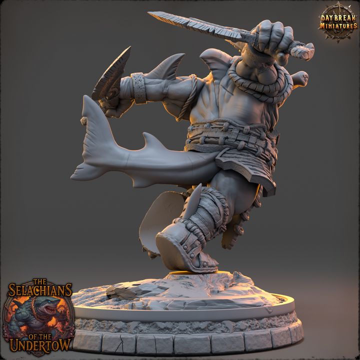 Kosh Velmarn, Sharkfolk - The Selachians of the Undertow - Unpainted Miniature