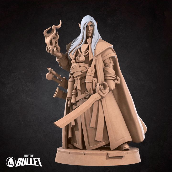 Half-Elf Magus | 32mm, 35mm Scale | Unpainted Miniature