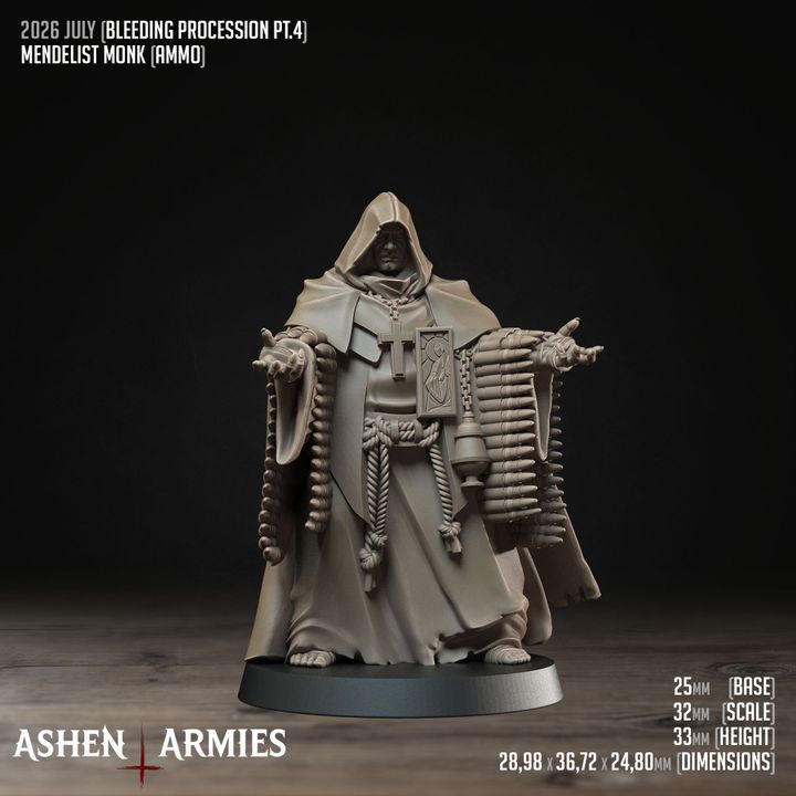 Mendelist Ammo Monk, Bleeding Procession - Bullet Crusade - Unpainted Miniature