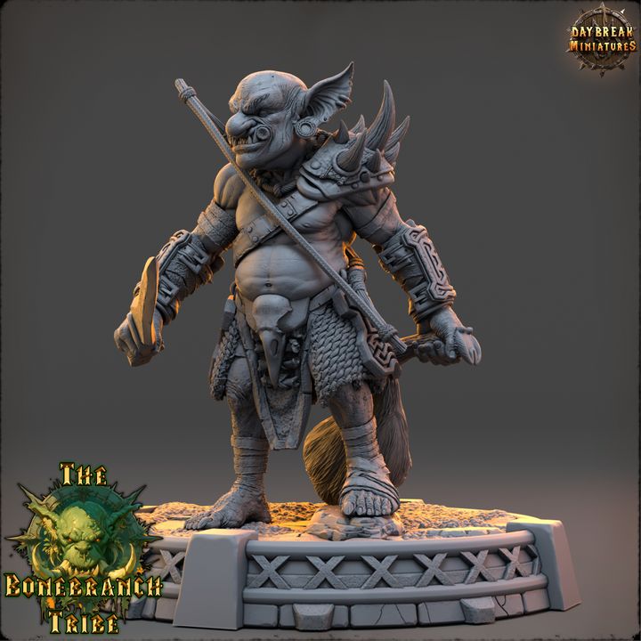 Narkz the Hollow, Goblin Hunter - The Bonebranch Tribe - Unpainted Miniature