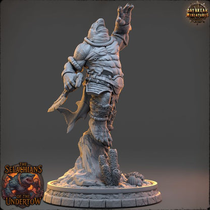 Nymor Spineslick, Sharkfolk - The Selachians of the Undertow - Unpainted Miniature