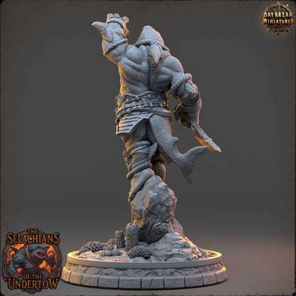 Nymor Spineslick, Sharkfolk - The Selachians of the Undertow - Unpainted Miniature