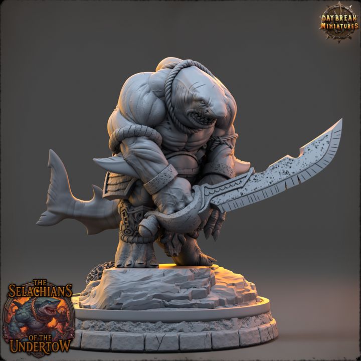 Olveth Tidewound, Sharkfolk - The Selachians of the Undertow - Unpainted Miniature