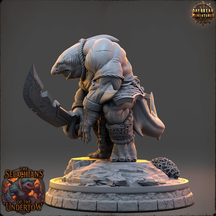 Olveth Tidewound, Sharkfolk - The Selachians of the Undertow - Unpainted Miniature