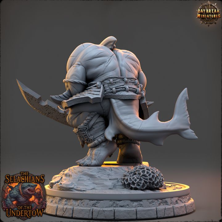 Olveth Tidewound, Sharkfolk - The Selachians of the Undertow - Unpainted Miniature
