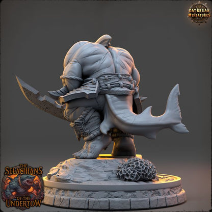 Olveth Tidewound, Sharkfolk - The Selachians of the Undertow - Unpainted Miniature