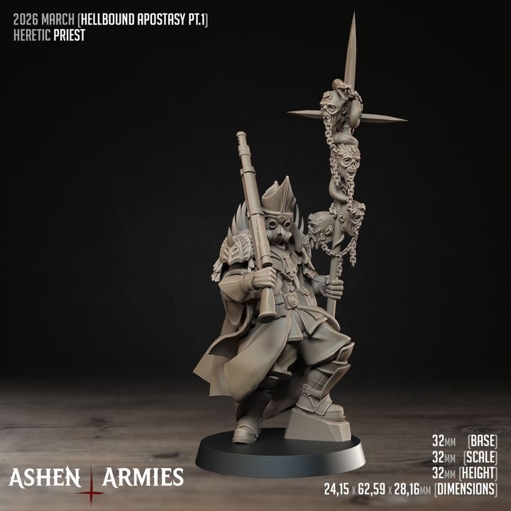 Heretic Priest, Hellbound Apostasy - Bullet Crusade - Unpainted Miniature
