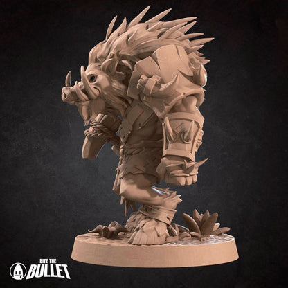 Spined Boarfolk - Barren Set - 32mm, 35mm Scale - Unpainted Miniature