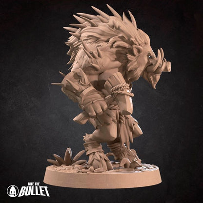 Spined Boarfolk - Barren Set - 32mm, 35mm Scale - Unpainted Miniature