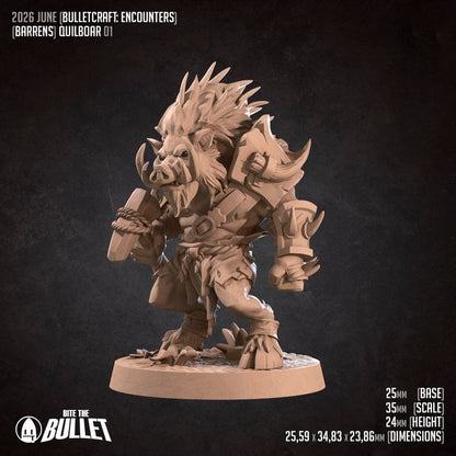 Spined Boarfolk - Barren Set - 32mm, 35mm Scale - Unpainted Miniature