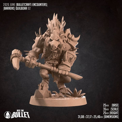 Spined Boarfolk - Barren Set - 32mm, 35mm Scale - Unpainted Miniature