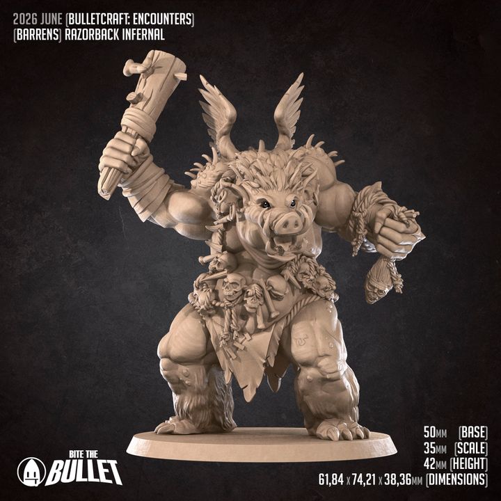 Razorback Infernal - Barren Set - 32mm, 35mm Scale - Unpainted Miniature