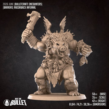 Razorback Infernal - Barren Set - 32mm, 35mm Scale - Unpainted Miniature