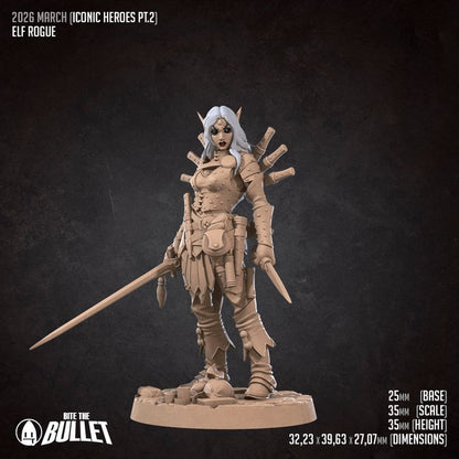 Elf Rogue, Assassin | 32mm, 35mm Scale | Unpainted Miniature