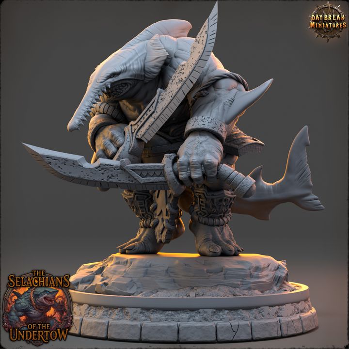 Ruun-Tal Driftbane, Sharkfolk - The Selachians of the Undertow - Unpainted Miniature
