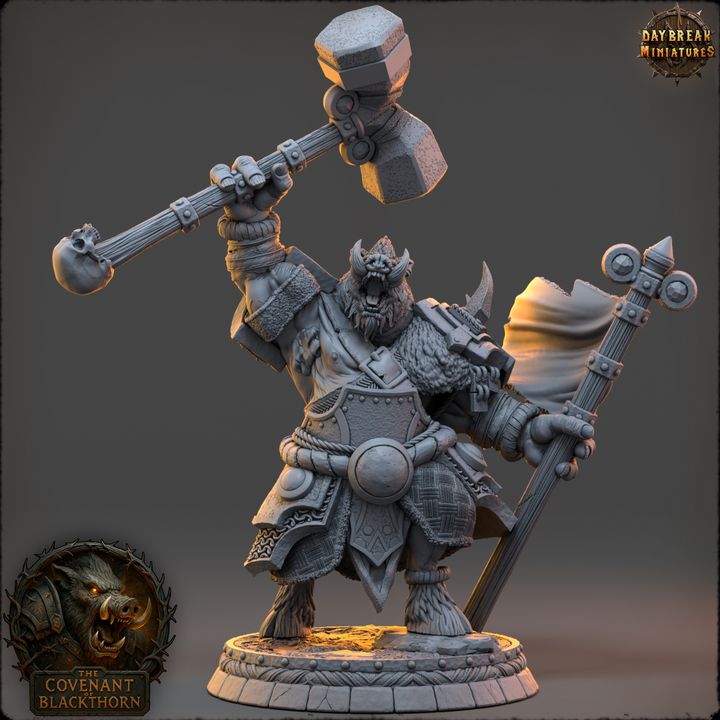 Sarnath Gloomhide, Boarfolk - The Covenant of Blackthorn - Unpainted Miniature