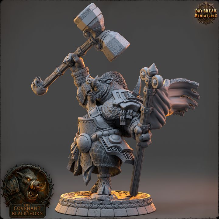 Sarnath Gloomhide, Boarfolk - The Covenant of Blackthorn - Unpainted Miniature