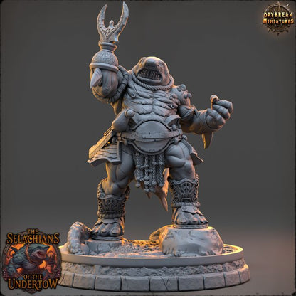 Skelith Nine-Gills, Sharkfolk - The Selachians of the Undertow - Unpainted Miniature