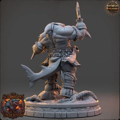 Skelith Nine-Gills, Sharkfolk - The Selachians of the Undertow - Unpainted Miniature