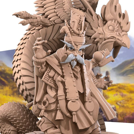 Gnome Summoner with Eidolon | 32mm, 35mm Scale | Unpainted Miniature