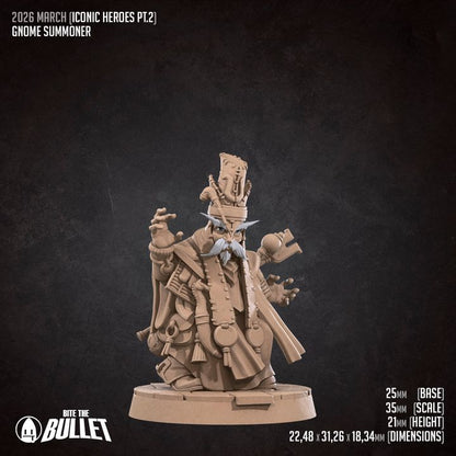 Gnome Summoner with Eidolon | 32mm, 35mm Scale | Unpainted Miniature