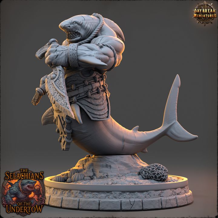 Thal Korrun, Sharkfolk - The Selachians of the Undertow - Unpainted Miniature