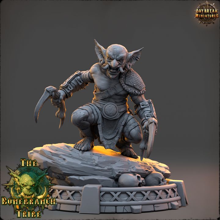 Thrizz Sharpnose, Goblin Fighter - The Bonebranch Tribe - Unpainted Miniature