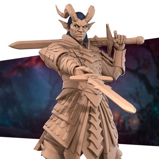 Tiefling Oathbreaker Paladin | 32mm, 35mm Scale | Unpainted Miniature