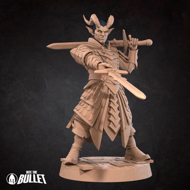 Tiefling Oathbreaker Paladin | 32mm, 35mm Scale | Unpainted Miniature
