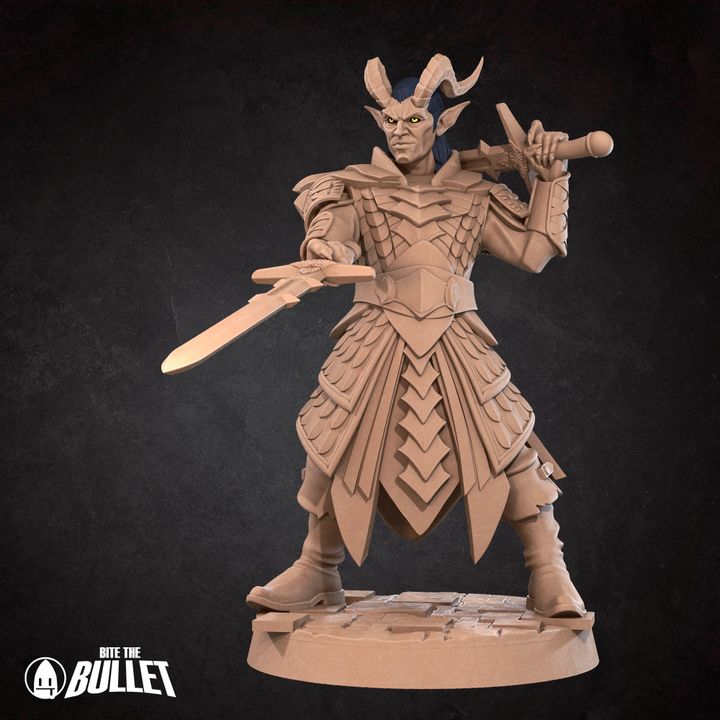 Tiefling Oathbreaker Paladin | 32mm, 35mm Scale | Unpainted Miniature
