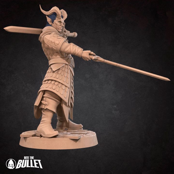 Tiefling Oathbreaker Paladin | 32mm, 35mm Scale | Unpainted Miniature
