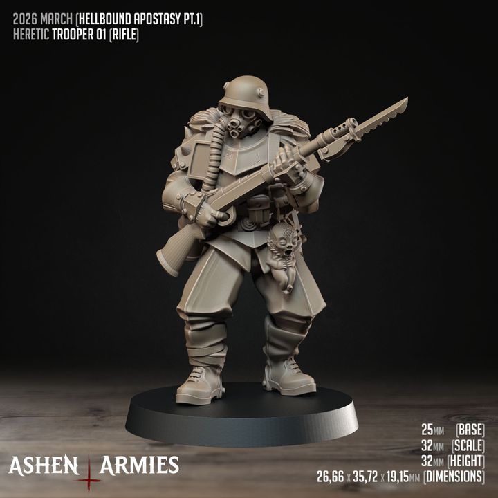 Heretic Troopers, Hellbound Apostasy - Bullet Crusade - Unpainted Miniature