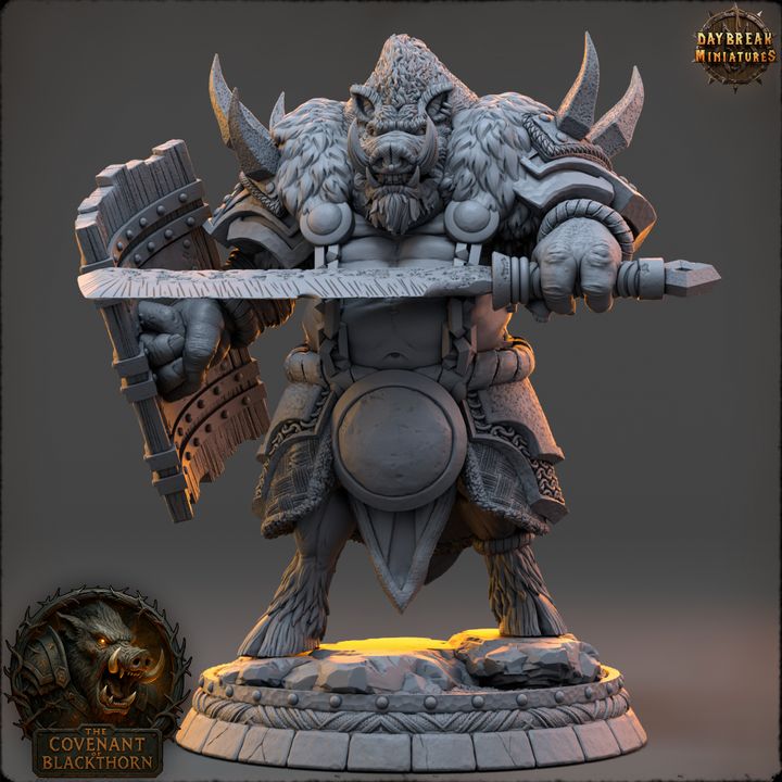 Ulgok Duskmaw, Boarfolk - The Covenant of Blackthorn - Unpainted Miniature