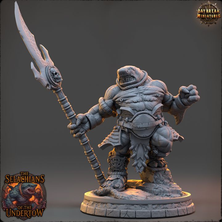 Urran Shellpiercer, Sharkfolk - The Selachians of the Undertow - Unpainted Miniature