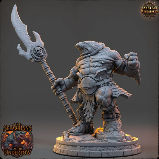 Urran Shellpiercer, Sharkfolk - The Selachians of the Undertow - Unpainted Miniature