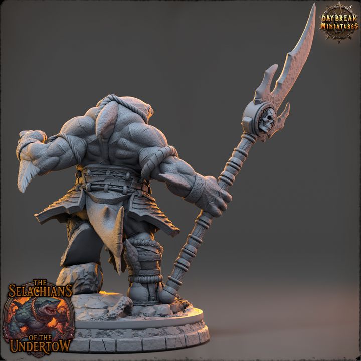 Urran Shellpiercer, Sharkfolk - The Selachians of the Undertow - Unpainted Miniature